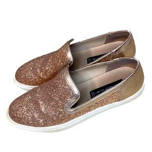 Steve Madden Kenner Rose Gold glitter loafers